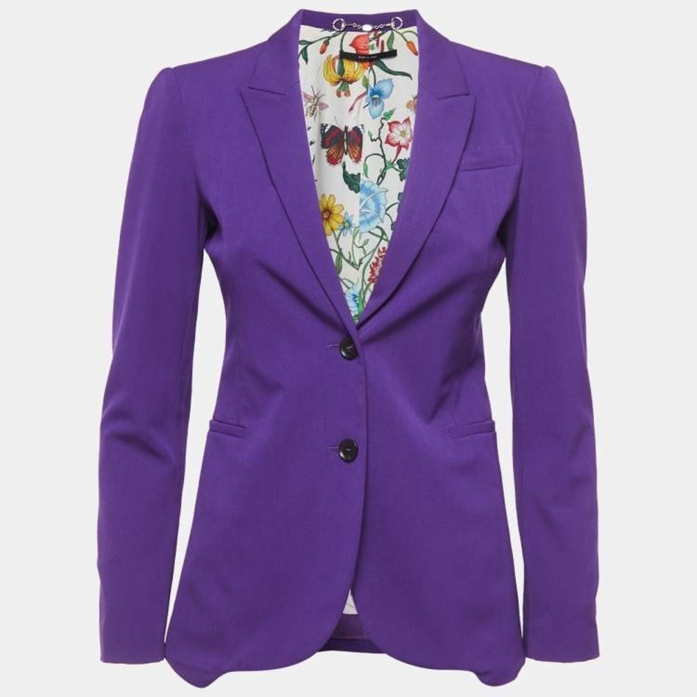 GUCCI PURPLE BLAZER WITH FLORAL SILK LINING